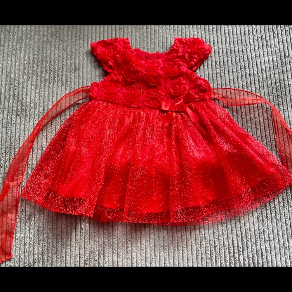 EUC Baby Girl Red Holiday Formal Dress